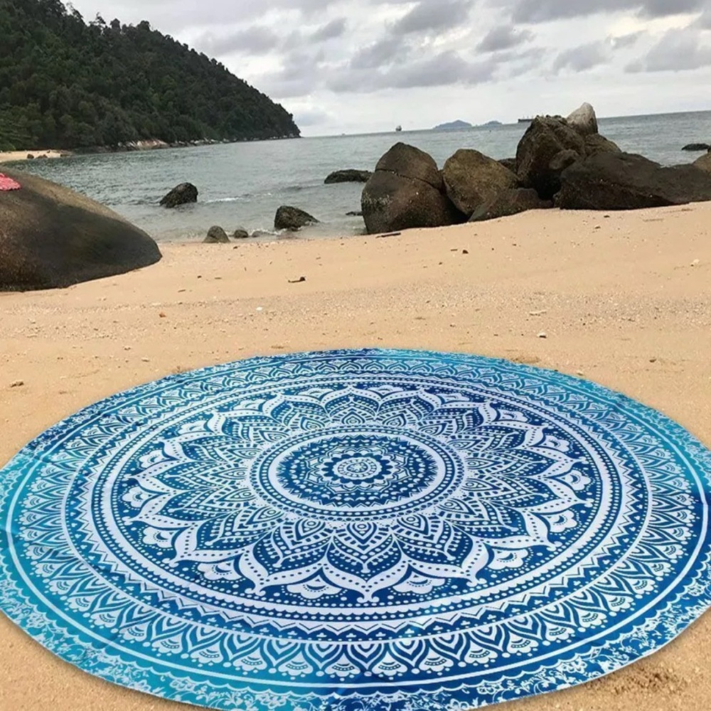 🎊 Host Pick🎉 Bohemian Blue Mandala Beach Yoga Throw - Picture 15 of 16